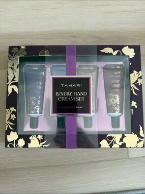 NIB Tahari Hand Cream Gift Trio - Purple & Gold Accents